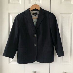 Talbots Navy 2 Button Front Cotton Career Blazer Jacket